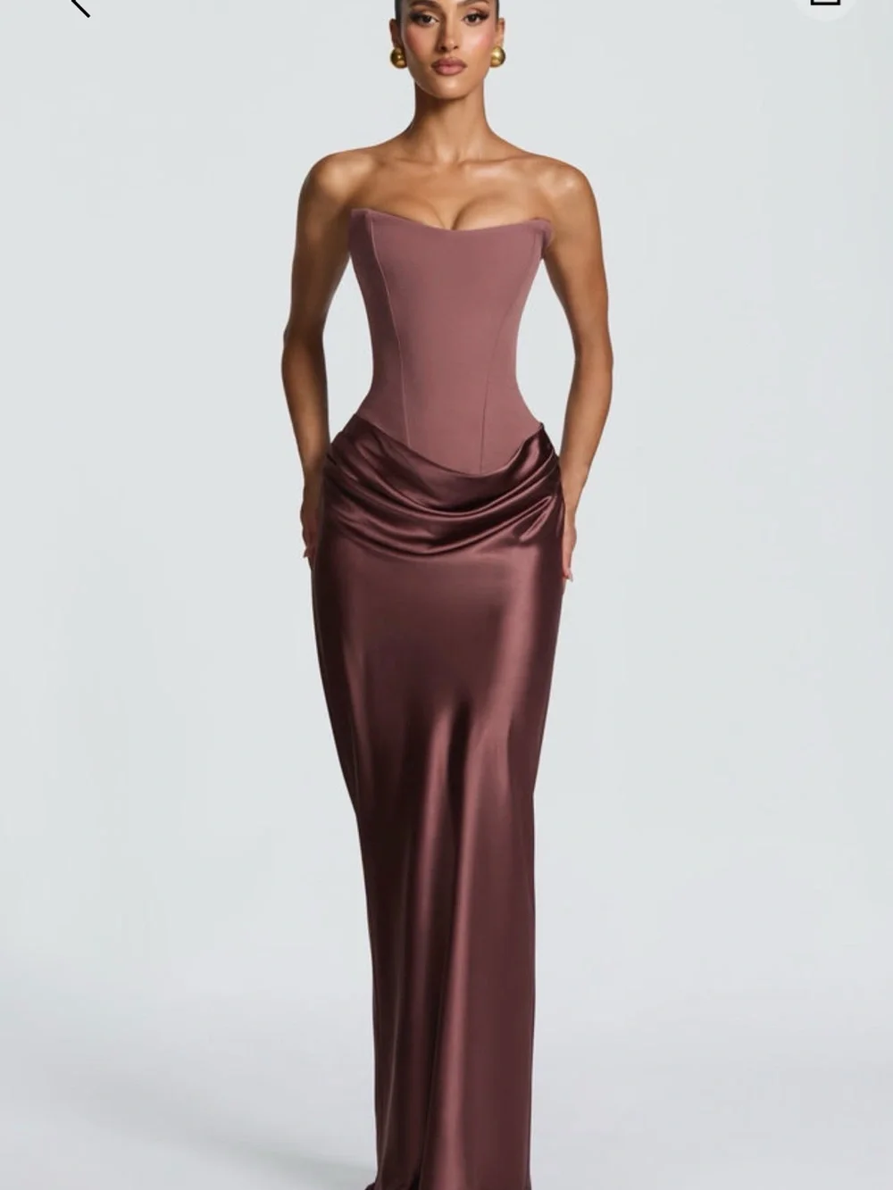 Strapless Mauve Maxi Dress - Women's Evening Gown - Picture 4 of 5